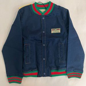 GUCCI Bomber Felpa Jacket with Denim patch Size 36M *NEW*